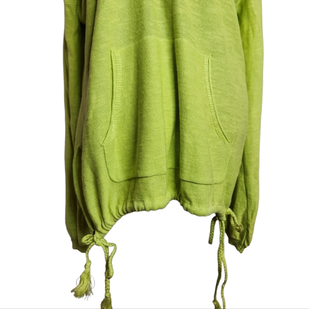 FREE PEOPLE Optimistic Tie Hem Oversized hooded Lined Blend V-Neck,Green, size S - Picture 5 of 10